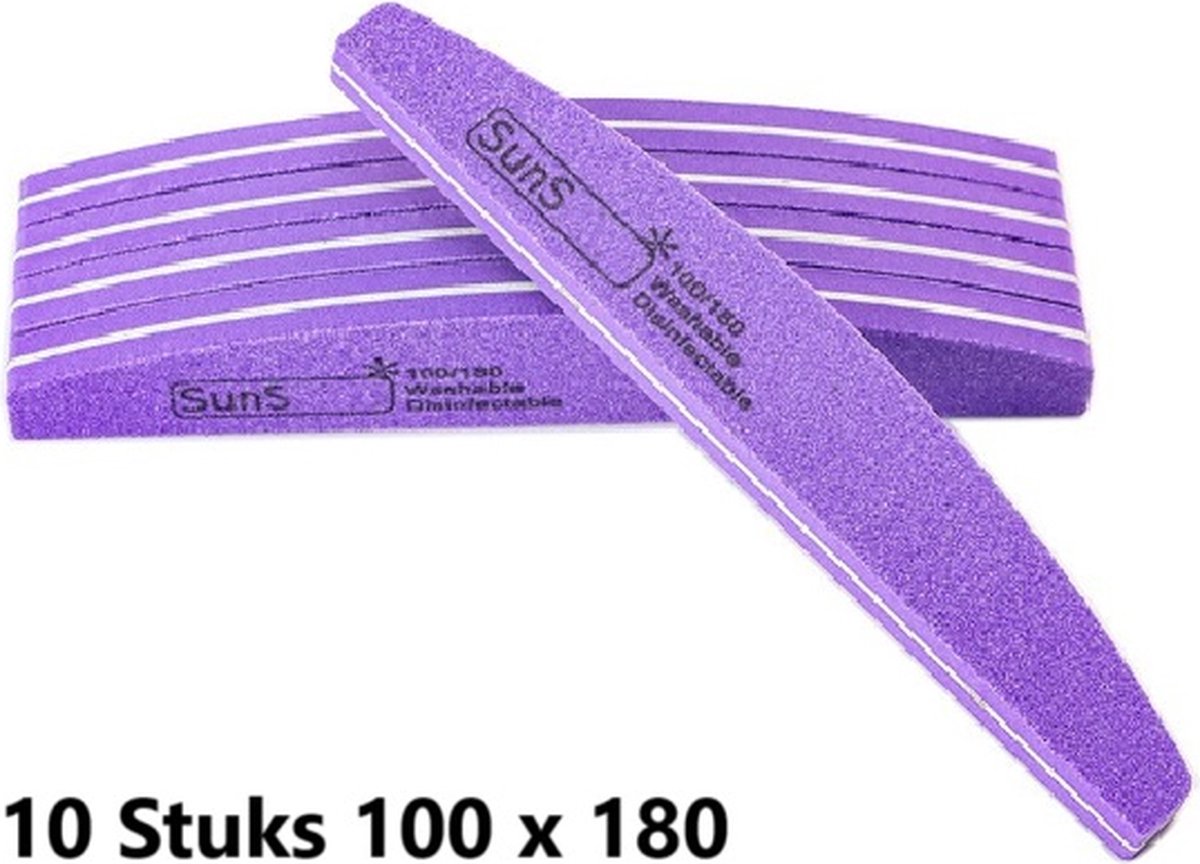 Goedkoopste 10 Stuks Vijlen 100/180 Grit I Nagelbuffer I Nagelvijl I Polijstblok I Polijstblok Nagels I Bufferblock I Nail buffer I Paars