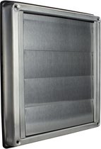 Ventilatierooster, roestvrij staal, 150 mm, met terugslagklep, weerbestendig rooster met insectengaas, beweegbare lamellen voor VMC-buis en afdekking, afzuigkap, buiten, met rubberen afdichting (150