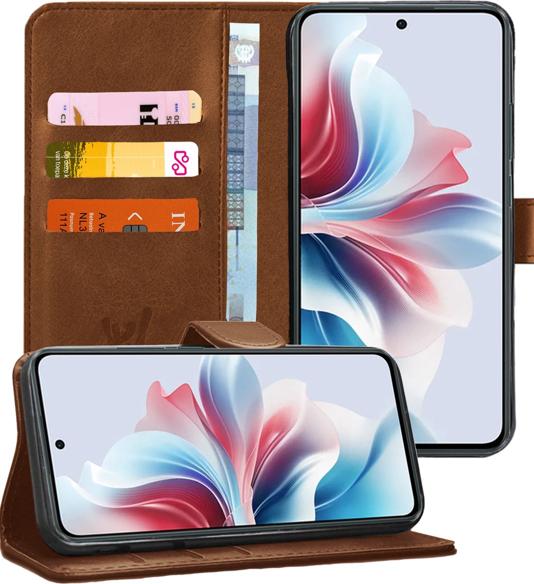 Hoesje geschikt voor Oppo Reno 11F - Portemonnee Book Case Bruin