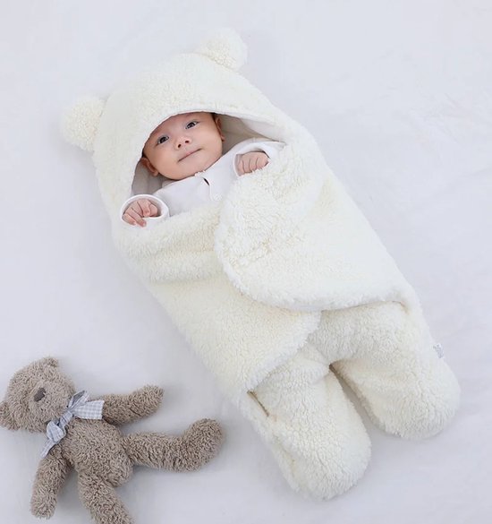 Foto: Fiepp fleece wikkeldeken wit babyslaapzak wikkeldoek baby inbakerdoek baby teddy inbakerdoek teddy wikkeldeken winter slaapzak winter voetenzak baby fleece winterpak