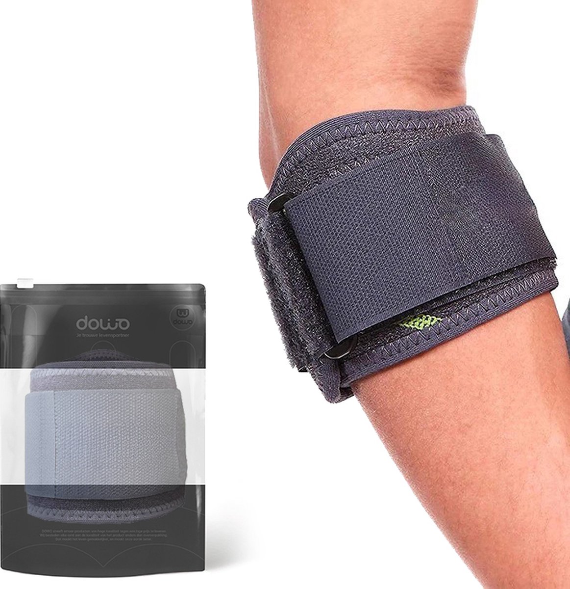 DOWO® - Elleboog Brace - Tennisarm Brace - Elleboogbraces - Tenniselleboog Brace - Ergonomisch Ontwerp - Tennis / Golf - One Size