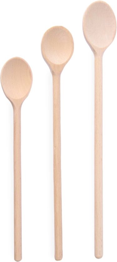 HENDI Set van 3 houten lepels - verschillende maten - 300-400 mm - beukenhout