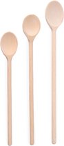 HENDI Set van 3 houten lepels – verschillende maten – 300-400 mm – beukenhout