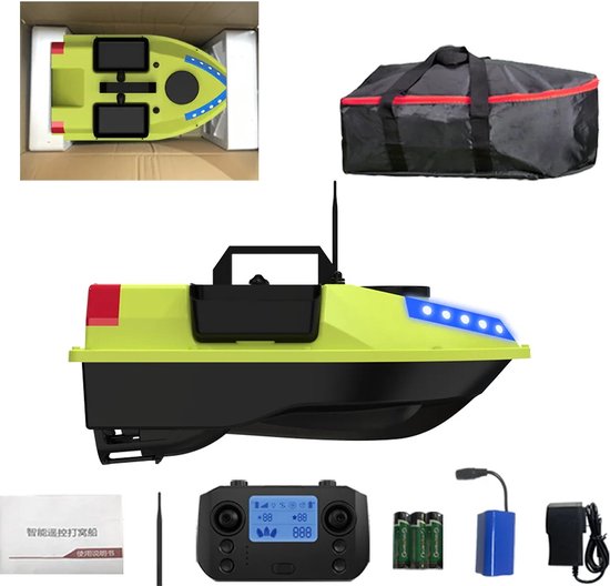 Bateau Rc Distribution Appâts Bateau Appât Télécommandé 500m - Double Moteur, Batterie 5200mAh, LED Batterie 5200mAh Longue Autonomie