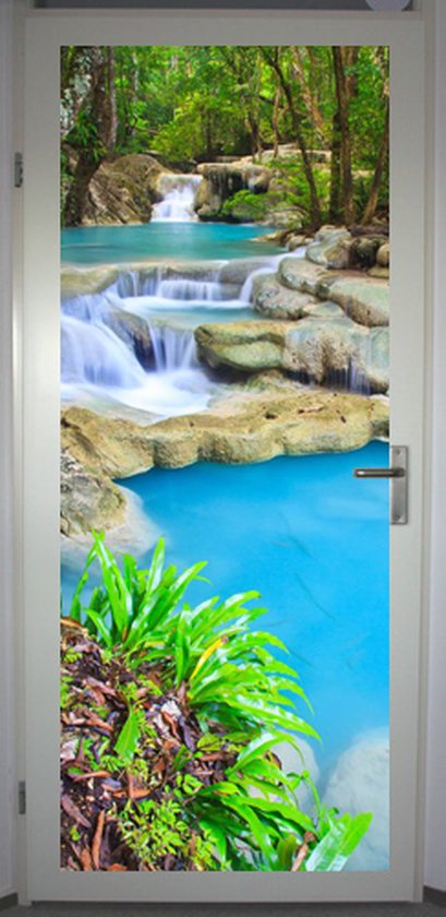 Foto: Deurposter waterval 5 deursticker 75x195 cm