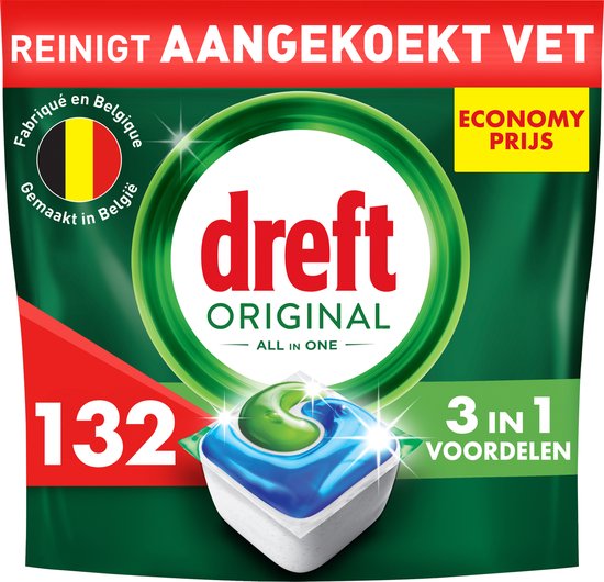 Foto: Dreft original all in one vaatwasmiddel original voordeelverpakking 6 x 22 vaatwastabletten