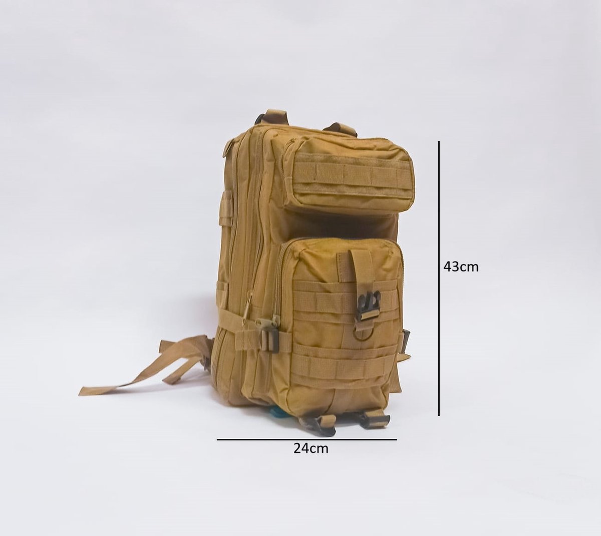 Backpack - compact en waterdicht - legerrugzak - bruin - wandelen, kamperen, reizen - 40 liter