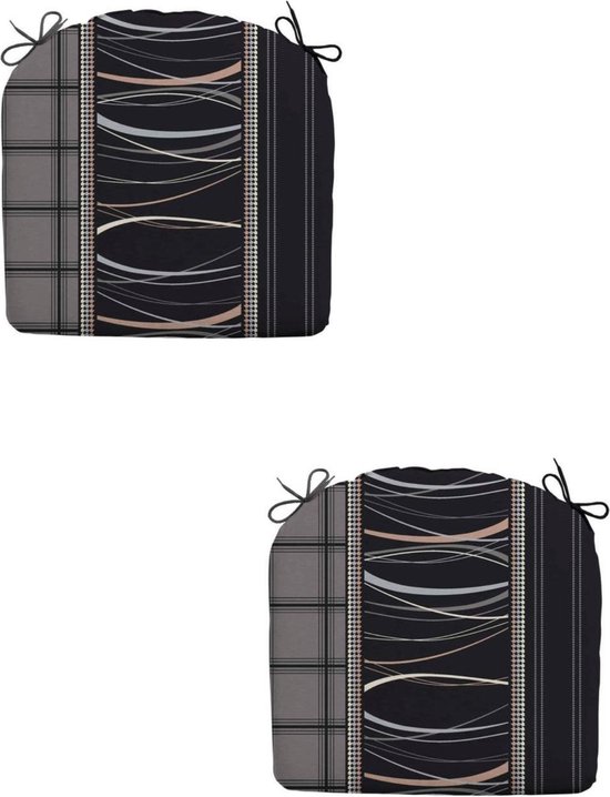 Madison - Coussin d'assise - Universel - 2 pièces - 46x48cm - Lignes Gris - Grijs