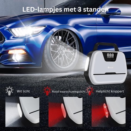 Draagbare Luchtcompressor – Elektrische Bandenpomp – Fietspomp – Mini Compressor – Lichtgewicht – LED Display – Grijs — afbeelding 5