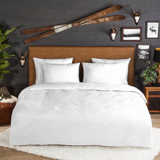 Zavelo Housse de Couette Flanellette Unie Wit- Twin (240 x 200/220 cm)