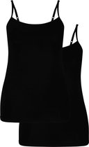 Comfortabel & Zijdezacht Bamboo Basics Spaghetti Tops Vera (2-pack) - Zwart - L