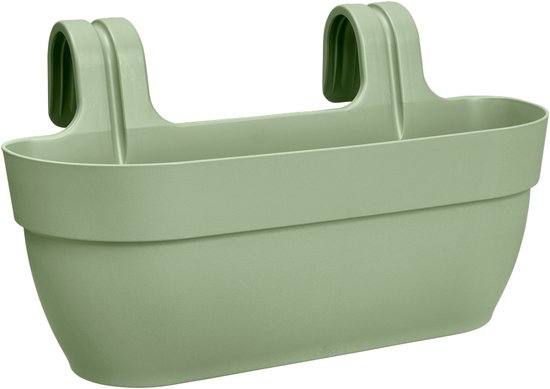 Elho Vibia Campana Easy Hanger L 46 - Balkonbak met Ophanghaken - 100% Gerecycled Plastic - Ø 46.0 x H 26.5 cm - Pistachegroen