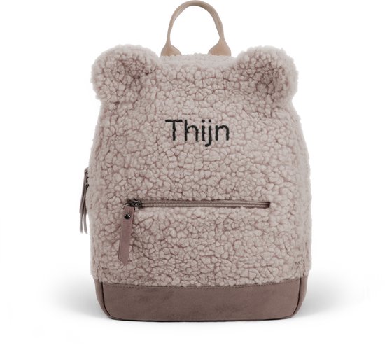 Teddy Rugzak met naam - Gepersonaliseerde Rugtas - Taupe rugtas jongen of meisje - Kinder schooltas met tekst - Gepersonaliseerd