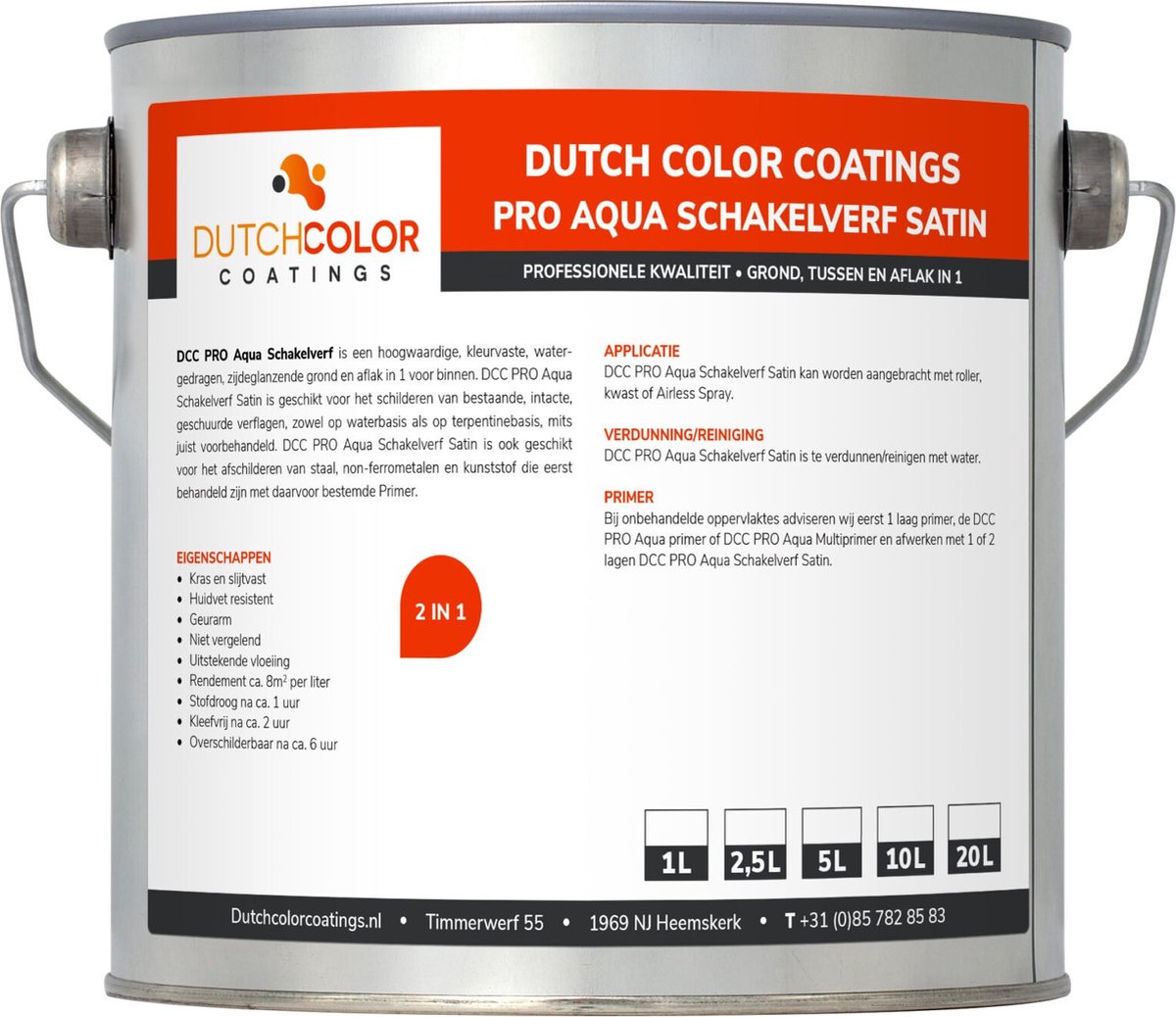 DCC PRO Aqua Schakelverf Satin - 1L - Wit