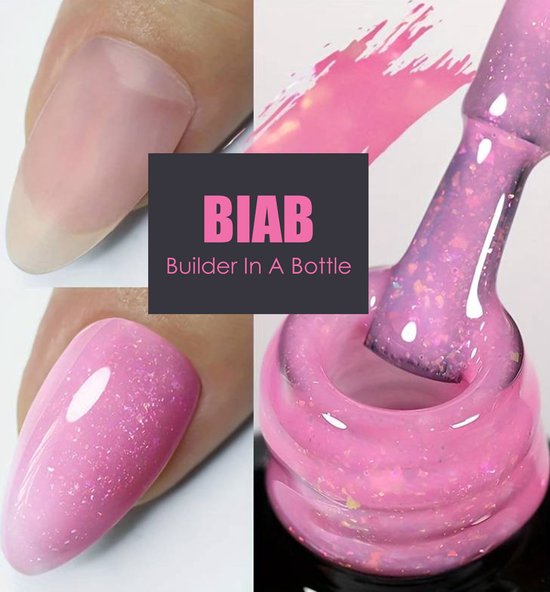 Foto: Biab builder gel in a bottle gellak soft roze glitter builder gel 10ml builder gel nagellak nagelverlenging gel nagels builder gel roze soft pink roze glitter kleur 79