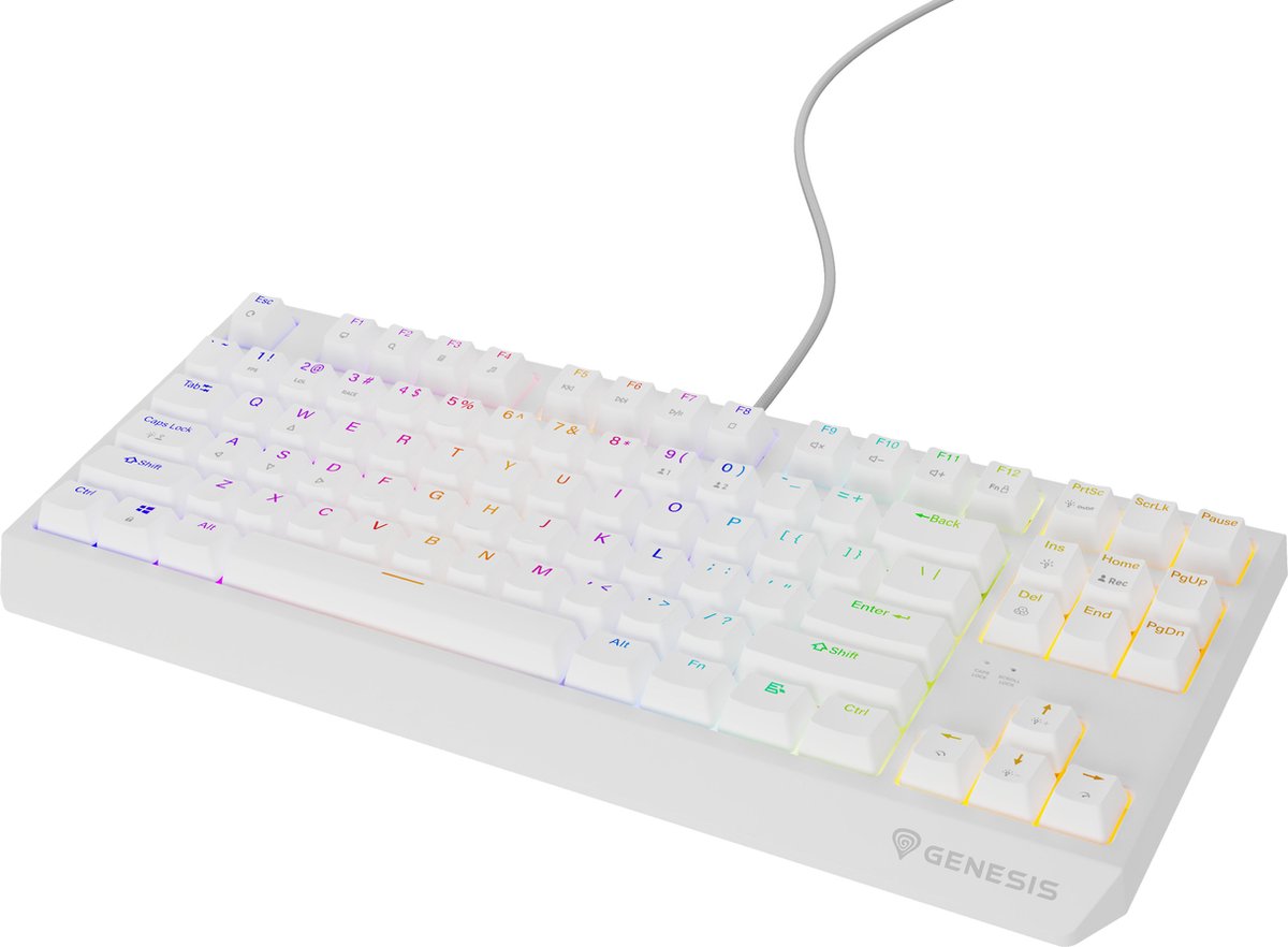 GENESIS Thor 230 - NKG-2080 - TKL toetsenbord - Gaming - USB - QWERTY Wit - Mechanisch - Hot Swap - Android - XBOX One - XBOX S serie - X serie -PC - Playstation 4 - Playstation 5
