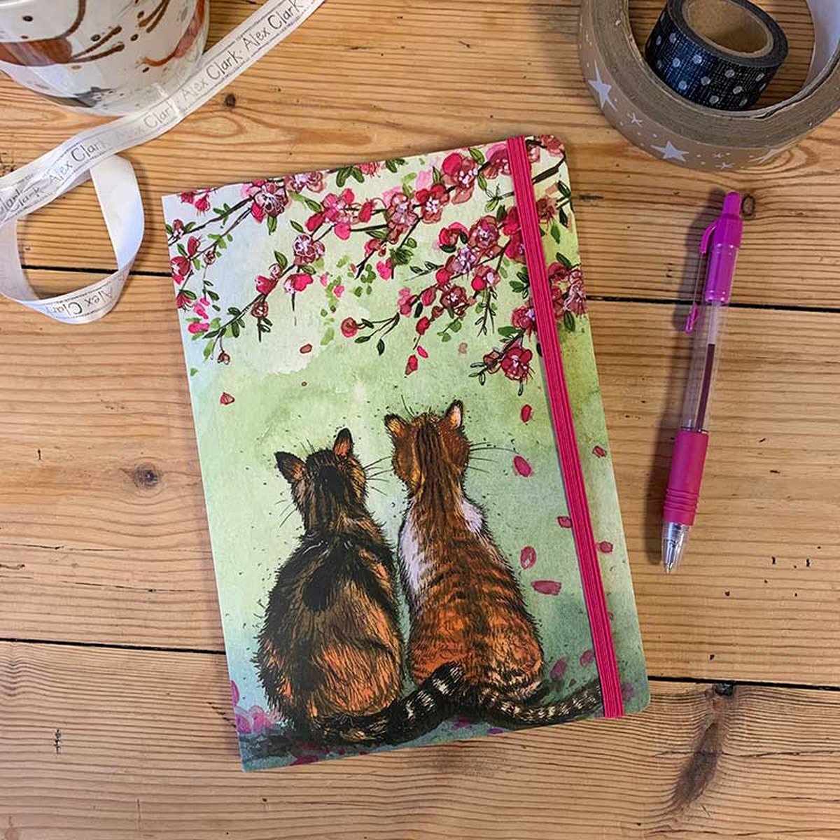Alex Clark Large Chunky Notebook Blossom Cats~ A5 Softcover Notitieboek Katten en Bloesem