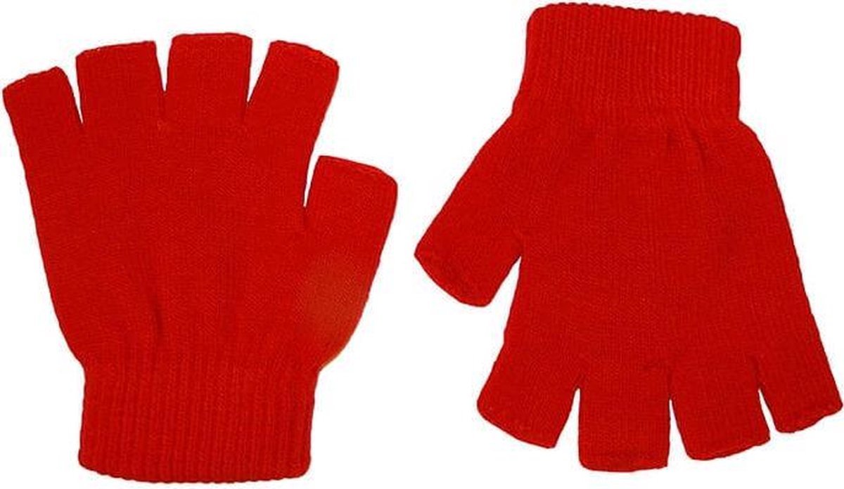 Scoby - Vingerloze Handschoenen - Winterhandschoen - Winter - Fingerless Gloves - One Size - Rood
