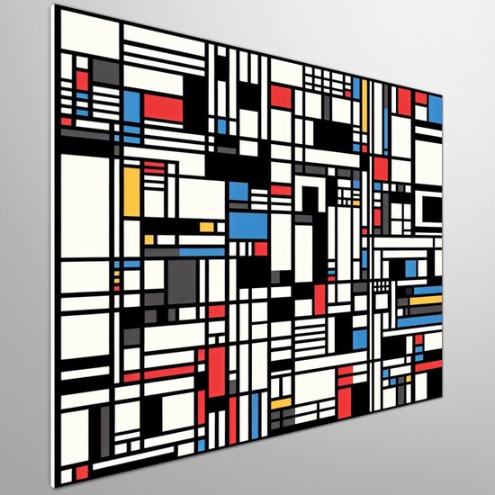 Doodle mondriaan schilderij | Abstracte geometrie: een moderne interpretatie van Mondriaan's meesterwerkapgollyDoodle mondriaan Artwork | Kunst - 30x30 centimeter op Canvas | Foto op Canvas
