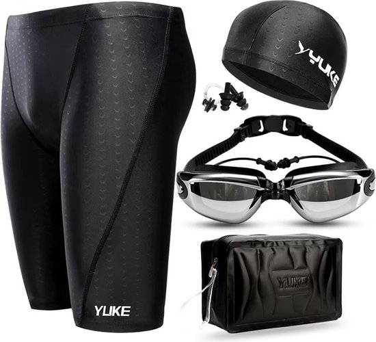 Ensemble de Natation Complet 6 Pièces Nageur Sportif - Chapeau Lunettes Maillot de Bain Bouchons de Bouchons d'oreilles Sac - Homme