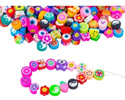 foto van PLAY IT Polymeer Kralen 100 stuks 10 mm Knutselen Meisjes - Incl. Elastisch Draad