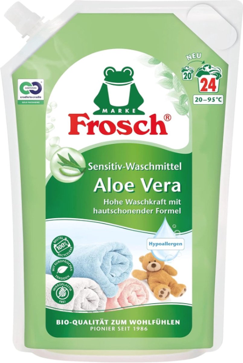 Goedkoopste Frosch Wasmiddel Gel - Voor de gevoelige huid - Met Aloë Vera - 1.44L - Hypoallergeen - 24 Wasbeurten