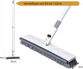 Schrobber / Trekker 2 in 1 - Wit/Grijs -Ramenwasser - Telescopische steel 83 tot 132cm - Verstelbare kop - kop vergrendeling - Douchetrekker - Schrobbezem - Trekker met steel - Schuurborstel