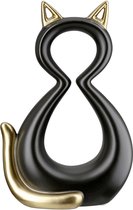 Gilde handwerk - Beeld - Sculptuur - Kat - Poes - Keramiek - Zwart/Goud - 6x11x17cm