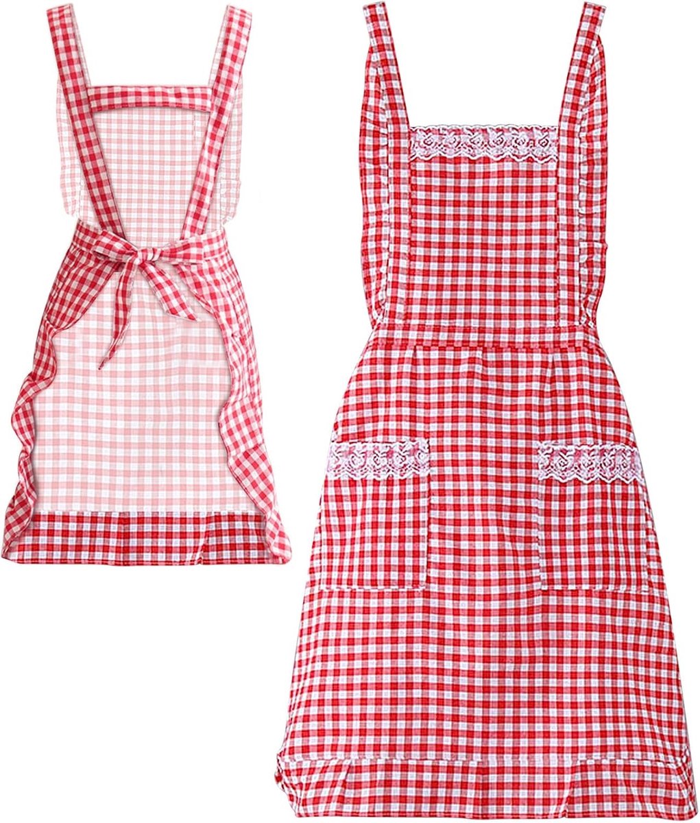 Mooie Sweetheart Rode Retro Keuken Schorten Vrouw Meisje Katoen Polka Dot Koken Salon Overgooier Vintage Schort Jurk Kerst door Hyzrz