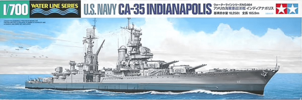 Tamiya Modelbouwpakket Militaire voertuigen - 31804 U.S. Navy CA-35 Indianapolis Plastic - 1:700 - Modelbouw