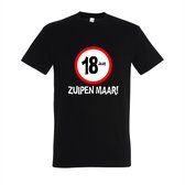 18 Jaar Verjaardag Cadeau - T-shirt 18 jaar zuipen maar | XL | Zwart
