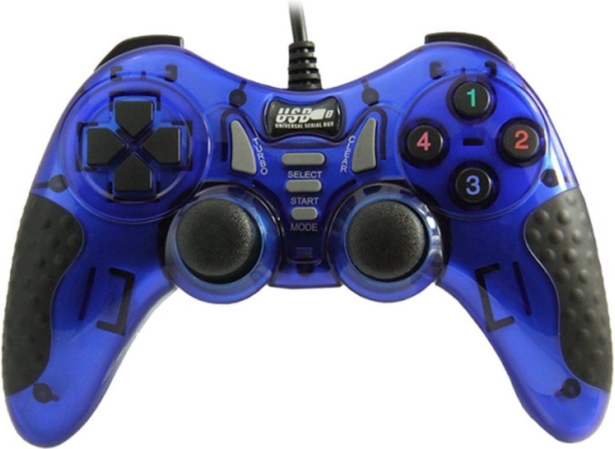 USB gamecontroller met 1.8m draad - voor PC – Blauw