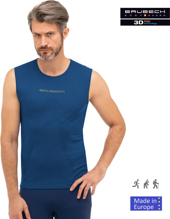 Brubeck 3D Pro Tanktop Heren - Naadloos Sportshirt voor Hardlopen en Inspannende Activiteiten - Donkerblauw XL