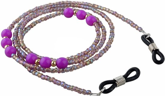 Fako Bijoux® - Cordon à lunettes - Collier - Perles de verre - 2mm - 65cm - Violet