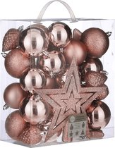 Set de boules de Boules de Noël en plastique House of Seasons avec visière - 40 pièces - Ø8 cm - Rose