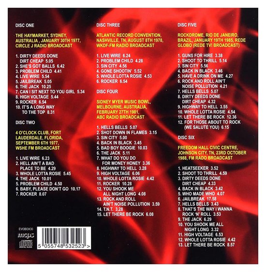 AC/DC: On A Highway To Hell (Live) [6CD], AC/DC | Muziek | bol