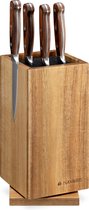 Bloc à couteaux de cuisine Navaris en bois - Support magnétique universel pour couteaux - 25 x 12,5 cm - Bois d'acacia avec design rotatif