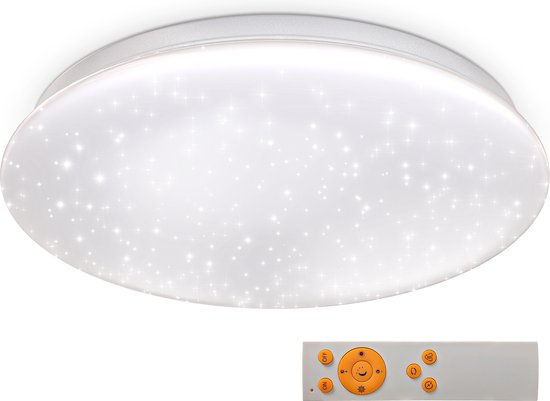 B.K.Licht - Plafonnier LED - starry sky - dimmable - lampe avec contrôle de la température de couleur CCT - lampe pour enfants - fonction veilleuse - starry sky - télécommande IR - 17W - Ø338mm