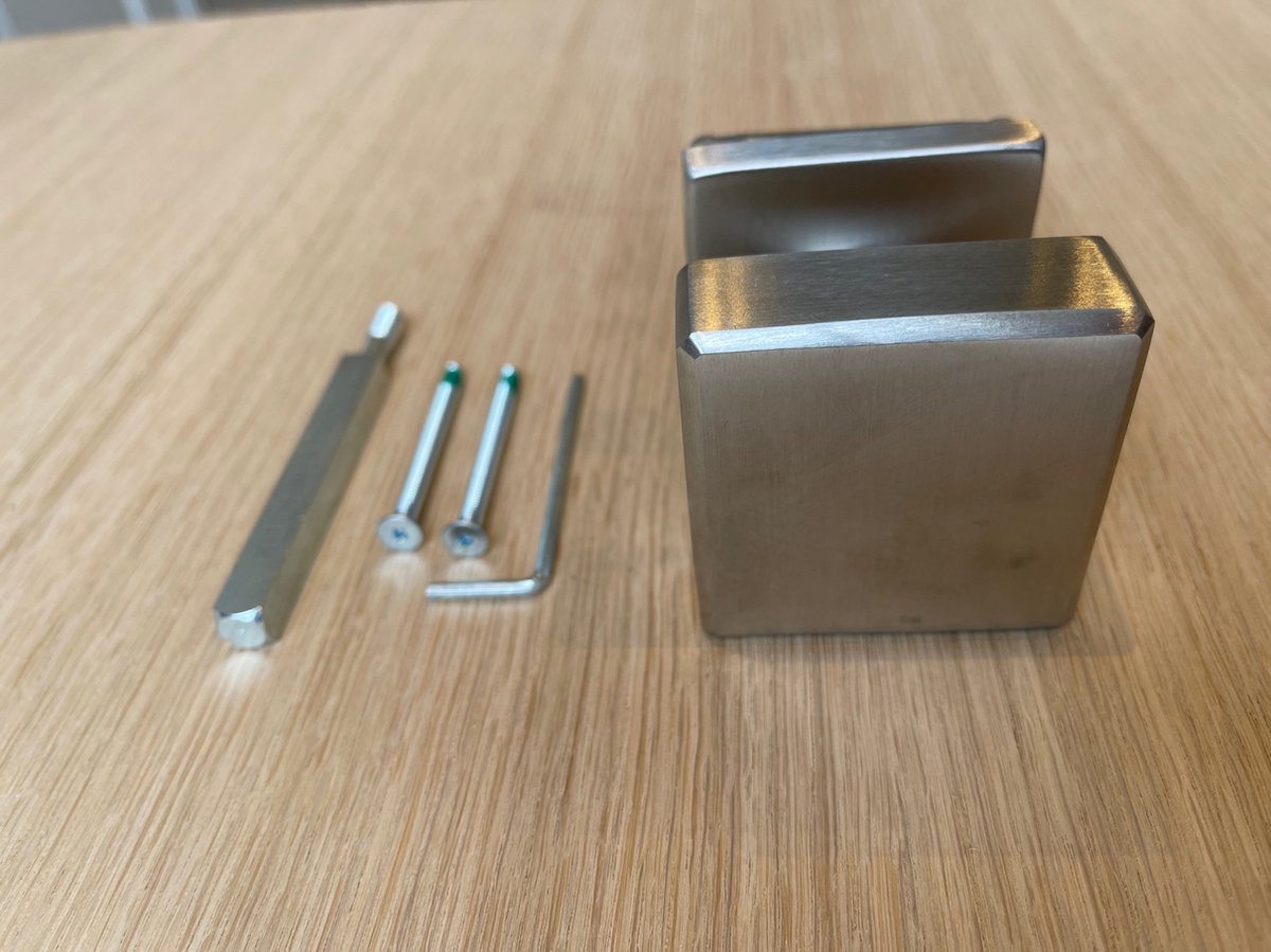 Hafi Private Line - Deurknop model 283 RVS platte knop vast op vierkant rozet