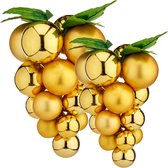 Druiventros namaakfruit/nepfruit - 20 en 25 cm - goud - 2x stuks - kunststof