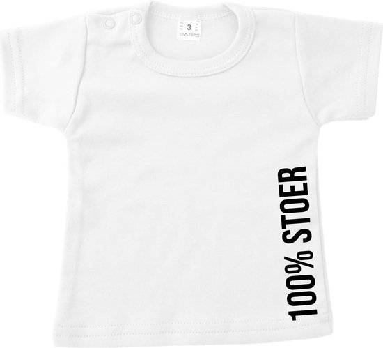Shirt - Baby - Kind - 100% Stoer - Wit - mt 104/110