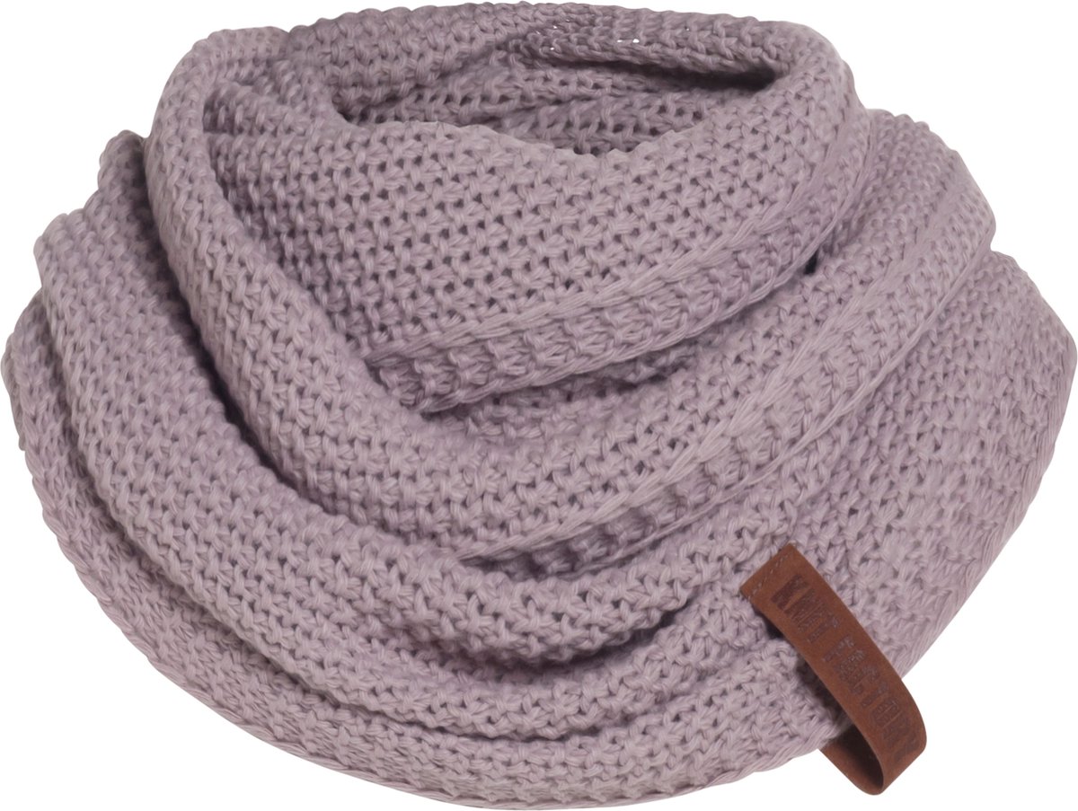 Knit Factory Coco Gebreide Colsjaal - Ronde Sjaal - Nekwarmer - Wollen Sjaal - Roze Colsjaal - Dames sjaal - Mauve - One Size