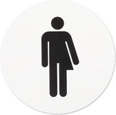 Wc bordje – Genderneutraal – Rond – Acrylaat - Wit met Zwart – 10 x 10 cm – Toilet bordje – Deurbord – Zelfklevend