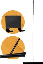 HouseLife Vloertrekker met Steel - zwart - 136 cm lang - 40 cm brede wisser - Vloerwisser – Vloertrekker badkamer - inclusief zelfklevend haakje