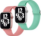 2 Stuks | Elastische Solo Loop horlogebanden | Compatibel met Apple Watch 38 mm - 40 mm | Gevlochten Nylon Sportbanden | Verstelbare Vervangingsbanden | Duurzaam, Licht en Sterk | Compatibel met Apple Watch Series 7/6/5/4/3/2/1/SE |Unisex