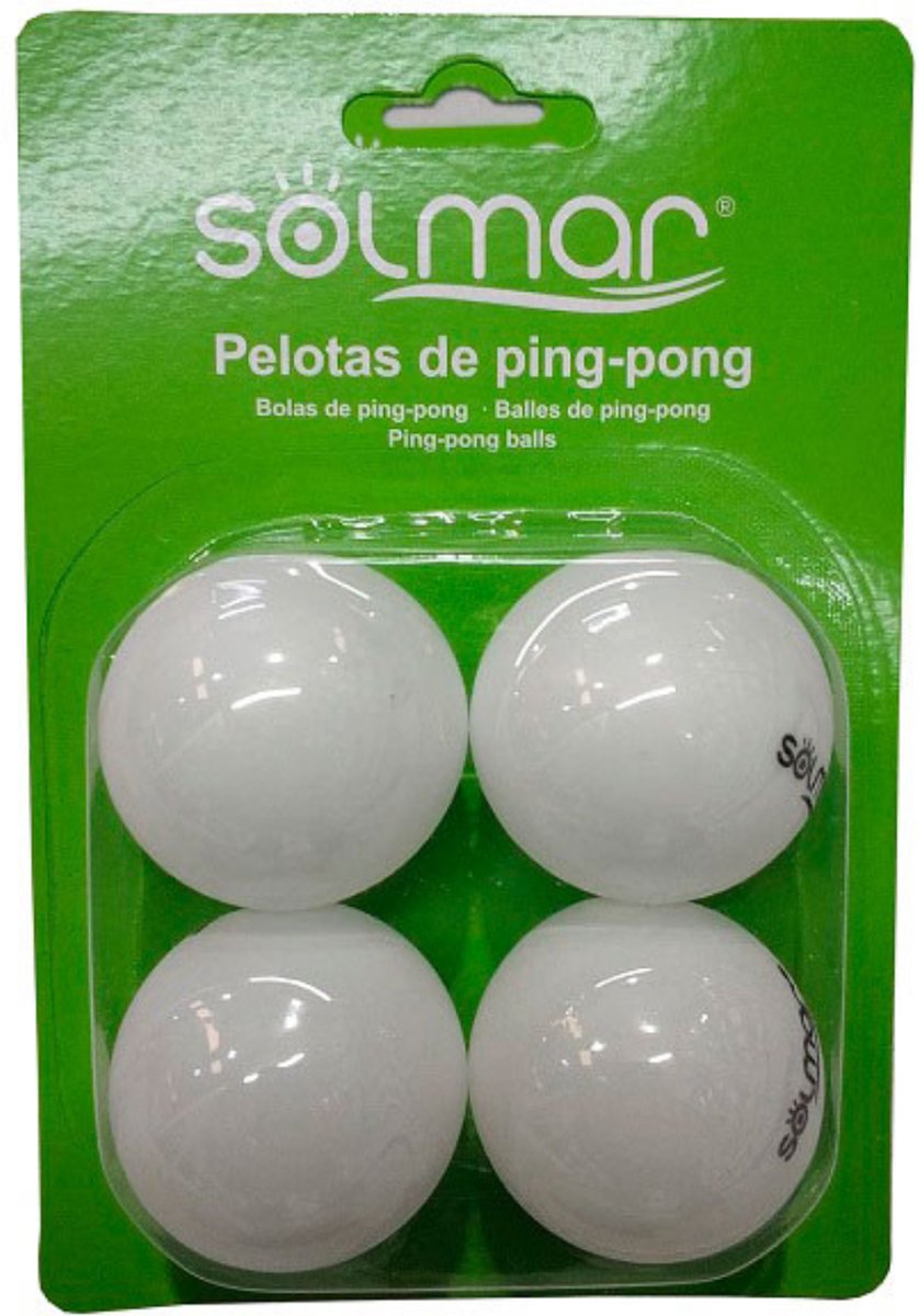Blister van 4 ballen - Ping Pong - Balletjes - 11x16 - 3,5 cm - Tafel Tennis Ballen - Wit