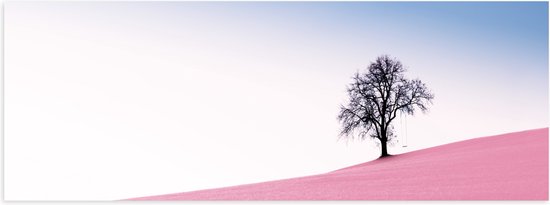 WallClassics - Poster (Matte) - Arbre sur Pink Hill - 120x40 cm Photo sur Papier Poster avec un aspect Mat