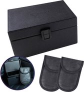 Inside | Safe - Premium Faraday Box - Incl. RFID Beschermhoes (2x) - Autosleutel RFID antidiefstal - Faraday box autosleutel - Keyless Entry - Saffiano Leer - Zwart