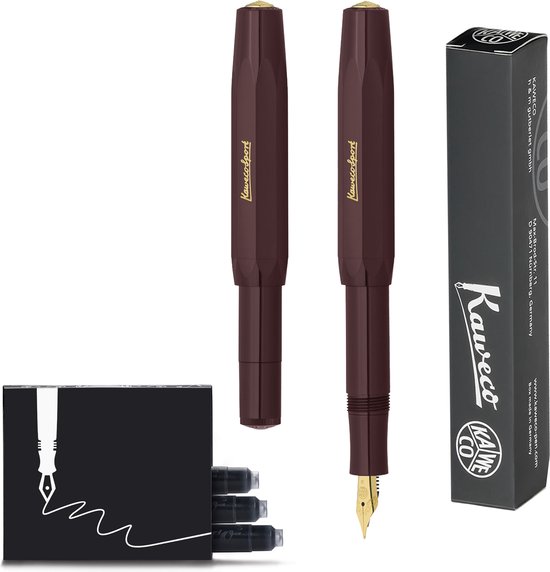 Kaweco - Vulpen - CLASSIC SPORT BORDEAUX Fountain Pen - Breed - Doosje Vullingen