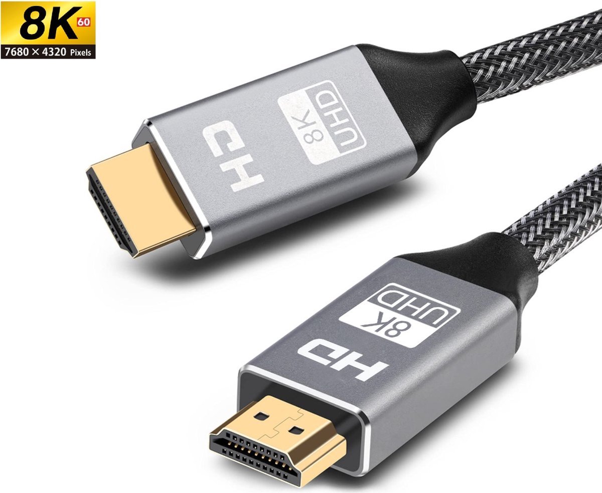 Câble HDMI 2.1 8K - 1 Mètre - 48Gbps, 48Gbps Haute Vitesse 3D 8K60 4K120  144Hz Câble